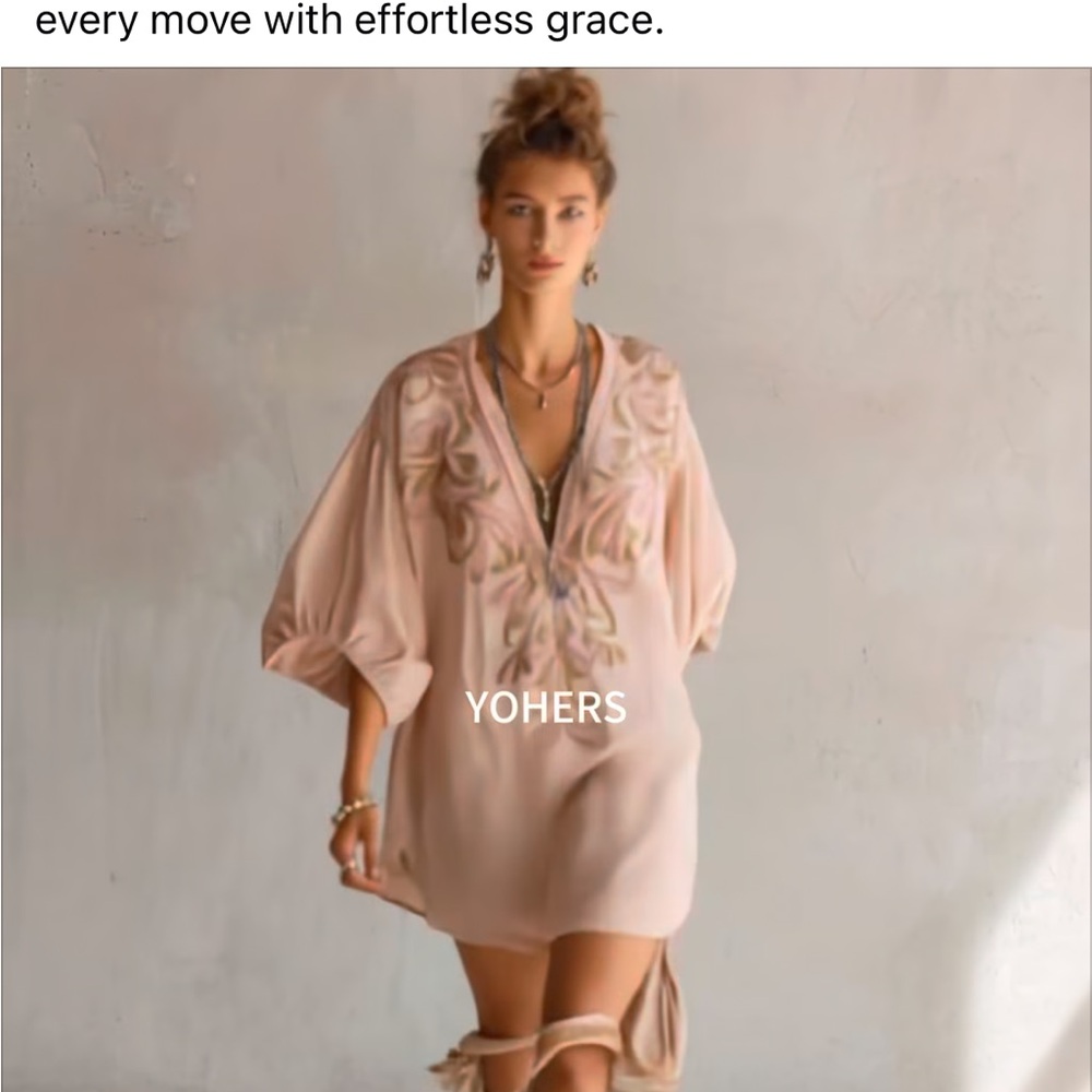 Yohers Blush Pink Embroidered Midi Dress